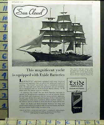 1939 Sea Cloud Yacht Boat Nautical Watercraft Ship Vintage Art Ad  Bc19 • $28.95