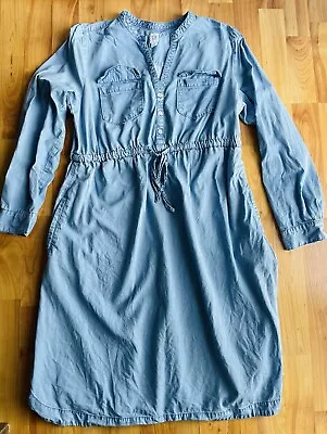 Ladies GAP Maternity Pregnancy Long Sleeve Blue Denim Dress - Medium / UK 12-14 • £4.99