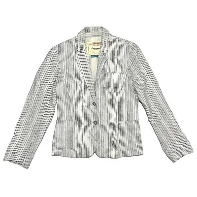 Anthropologie Cartonnier Blazer Jacket Women’s Size 4 Striped Linen Cotton Lined • $27.98