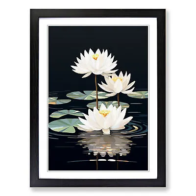 Water Lily Art Deco No.3 Wall Art Print Framed Canvas Picture Poster Decor • £24.95