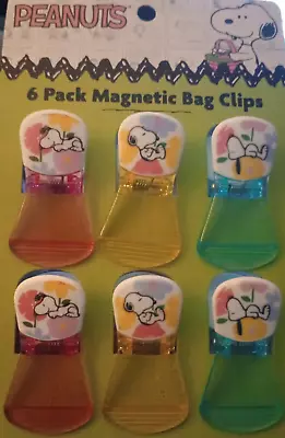 Peanuts Snoopy Spring Easter Magnetic Bag Chip Clips 6 Pack Flowers • $14.75