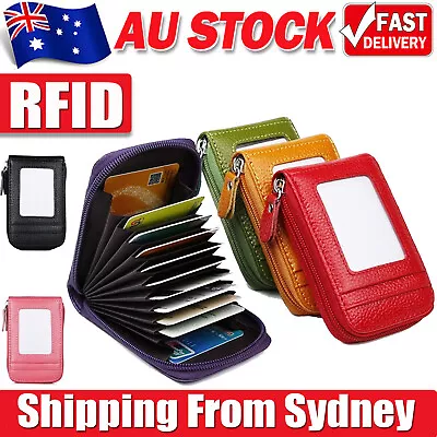 RFID Blocking Leather Wallet Anti-theft Credit Card Holder Men Women Coin Purse • $8.42