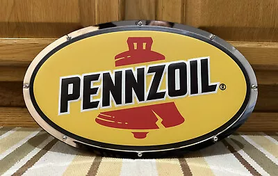 Pennzoil Metal Sign Vintage Style Wall Decor Oil Lube Gas Garage Bell • $105