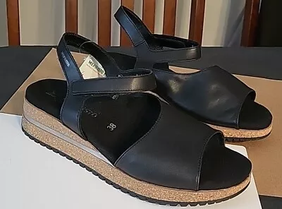 Mephisto JOY Black Leather Sandals 38 8 • $109