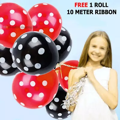 12Inch Black Red Spot Balloons Latex Ladybug Birthday Party Wedding Decorations • £3.99