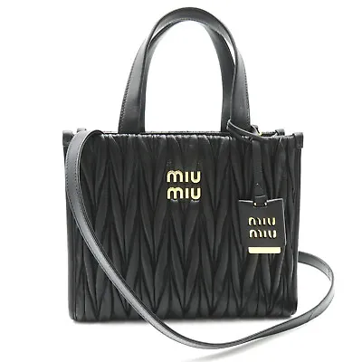 Miu Miu Matelasse 2way Tote Bag Shoulder 5BG263N88F0002 Leather Black NEW Women • $2195.20