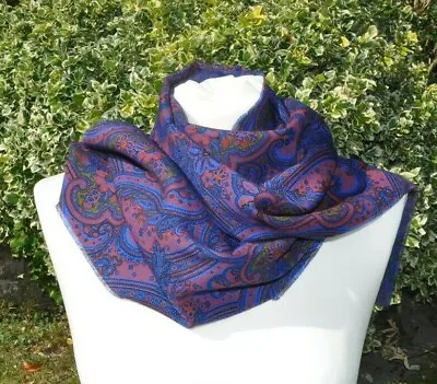 New Scarf In Liberty Varuna Wool Paisley Style Blue Rust Green Black • £27.99