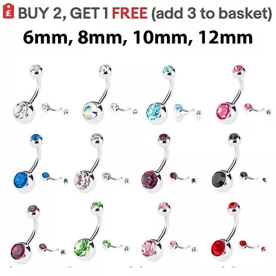 £1.79 • Buy Belly Button Bars Navel Bar Rings Surgical Steel CZ Gem Body Jewellery Belly Bar