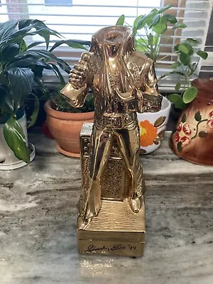 Vintage 15  Bourbon Decanter - Gold Tone Sincerely Elvis 77 Musical My Way • $25