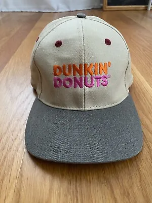 VTG 90s DUNKIN DONUTS LOGO HAT PROMO STRAPBACK CAP COFFEE *NEEDS REPAIR* READ • $24