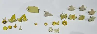 138 Assorted Yellow Brads Eyelets &  Split Pins For Cardmaking • £3