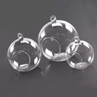 £10.95 • Buy Clear Glass Open Mouth Tea Light Holder Candle Holder Hanging Bauble Wedding DIY