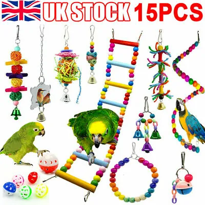 15X Parrot Toys Metal Rope Small Ladder Stand Budgie Cockatiel Cage Bird Toy Set • £11.29