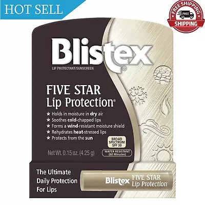 Blistex Five Star Lip Protection Balm 0.15 Ounce – Wind & Water-Resistant Li... • $4.54
