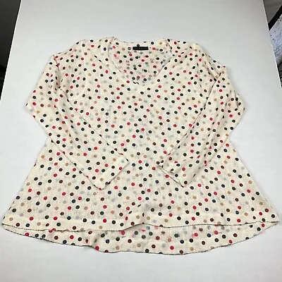 Nally & Millie V-Neck Sweater Dot Print Long Sleeve Lightweight Pullover LARGE • $19.99