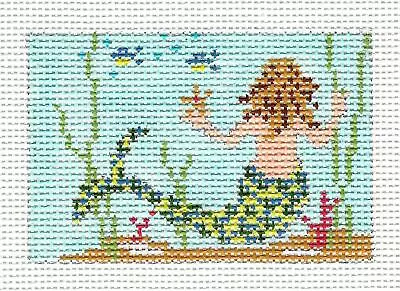 Mermaid To Fit Planet Earth ID TAG  2  By 3  HP Needlepoint Canvas N.Crossings • $52