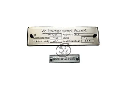 Vw Oval  Beetle Bug Blank ID Plate Kit  Made In Germany 1953-1959 • $159