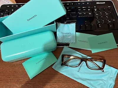 Brand New  Tiffany & Co  Tortoise Blue Heart Eyeglass TF 2098 8116-Frame52-15-13 • $380