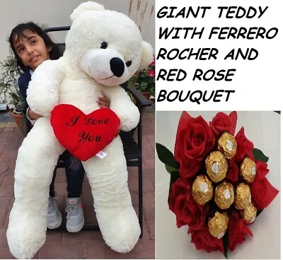 GIANT LARGE BIG TEDDY BEAR Love Heart GIRLFRIEND GIFT VALENTINES FERRERO XMAS • £26.99