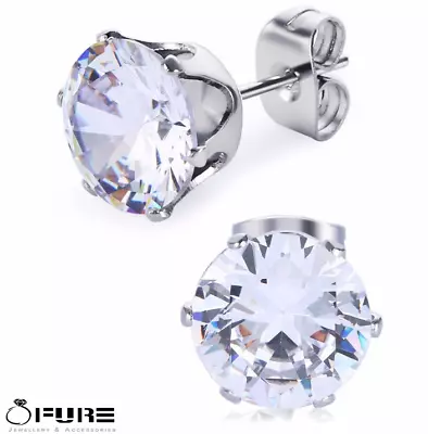 £3.99 • Buy Shiny Men Women Diamond Cut  Large Stainless Steel Wide Big Stud Earrings 10MM