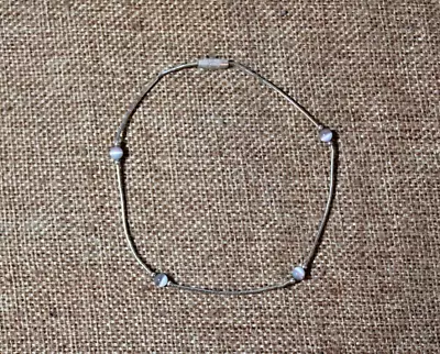 Vintage Sterling Silver 9.25  Anklet Ankle Or Wrist Bracelet White Beads NOS • $9.95