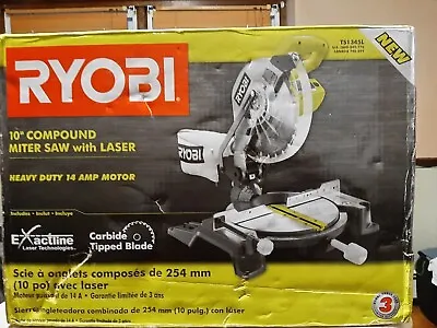 Ryobi 10 In. Compound Miter Saw With Laser Heavy Duty 14 Amp Motor Green • $165