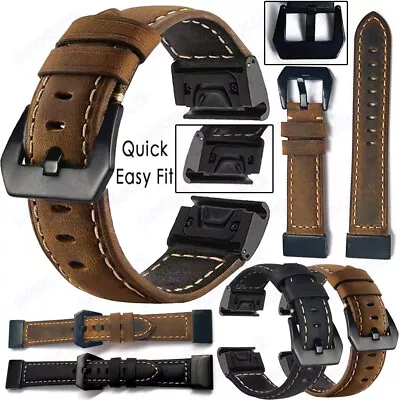 AU For Garmin Fenix 5 5X 6 6X Pro 7 7X Leather Quick Release Watch Band Straps • $12.99