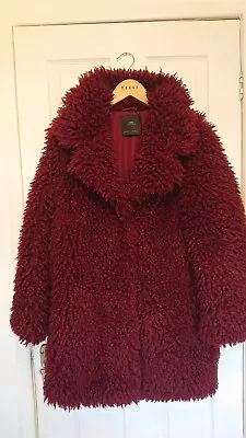 £25 • Buy Plum Coloured Shaggy Coat Zara Size L