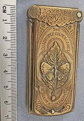 *RARE VICTORIAN Avery The Quadruple Golden Casket SEWING NEEDLE CASE Redditch • £91