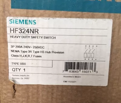 Houston Stock New Siemens Hf324nr Fusible Safety Disconnect 200 A Free Shipping • $1188