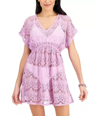 Miken VIOLET PURPLE Juniors' Lace Cold-Shoulder Swim Cover-up US X-Large • $20.40