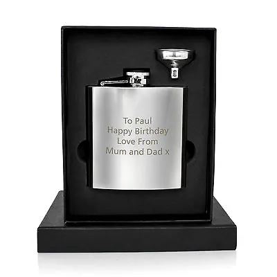 £11.99 • Buy Personalised Engraved Stainless Steel 6oz Hip Flask, Funnel+Gift Box - Frutiger