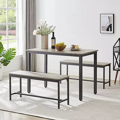 Dining Table Set: Bar Table 2 Benches Kitchen Counter Chairs Industrial • $167.87