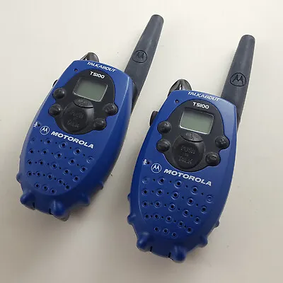 Set Of 2 - Motorola Talkabout T5100 2-Way Radio Cobalt Blue - Walkie-Talkie WORK • $26.95