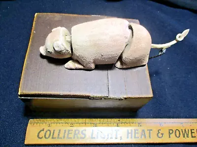 Primitive Mechanical Wooden Trinket Box With Pig That Opens The Box Antique • $150