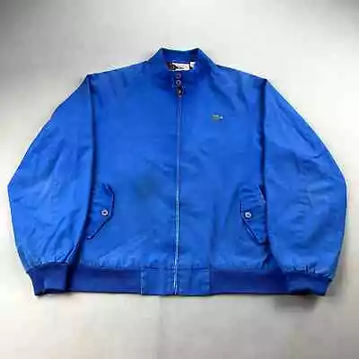 Vintage Izod Lacoste Jacket Mens Large Blue Harrington Work Plaid Lined Full Zip • $17.99