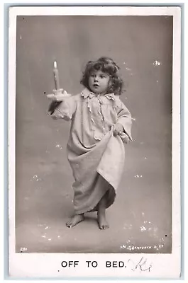 Mountainview CA Postcard RPPC Photo Little Girl With Candle Off To Bed C1910's • $9.72