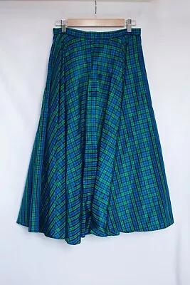 Vintage 80s David Butler Check 40/50s Style Full Circle Skirt Size UK14 • £45