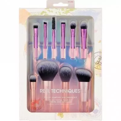 Real Techniques Travel Fantasy Mini Brush Set 10 In 1 Total Face Kit W. Bag 4285 • $23.25