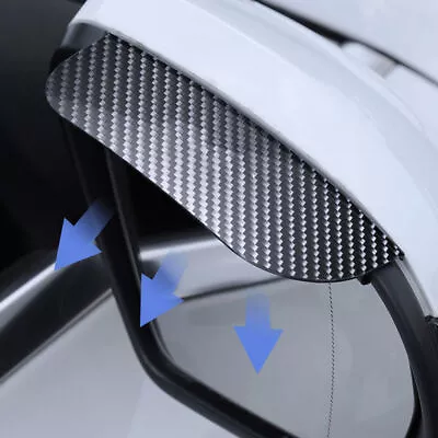 2X Car Accessories Rearview Mirror Rain Eyebrow Carbon Fiber Clip-on Visor Cover • $4.39