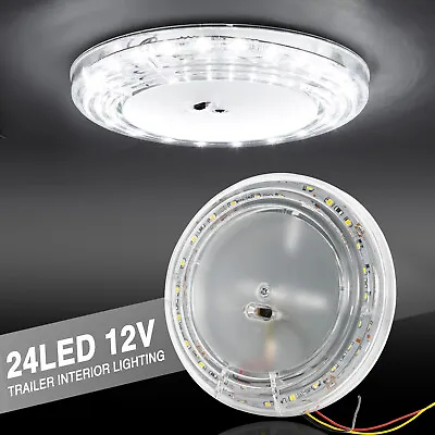 24LED White Round Interior Dome Light Cabin Roof Lamp Camper Boat Van Caravan RV • £7.49