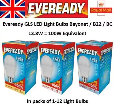 100W Equiv LED GLS Light Bulb Bayonet BC B22 Warm Cool Daylight White • £6.95