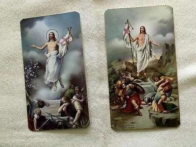 2 Catholic Vintage HOLY CARDS Risen Christ Jesus Easter Resurrection #C12 • $8