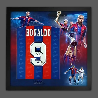 £449.99 • Buy Ronaldo Nazario Signed Barcelona Football Shirt In Framed Picture Mount Display
