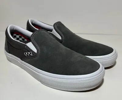 Vans Slip On Pro Mens Size 9 Gray Skateboarding Sneakers Pop Cush Skate Casual • $58
