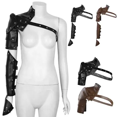 2× Gothic Steampunk PU Adjustable Metal Rivets Shoulder Armors&Arm Strap Harness • $14.87