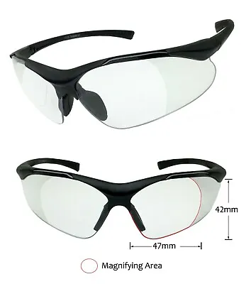 Semi Rimless Big Magnifying Area Safety Reading Glasses Clear Lens ANSI Z87.1 • $12.99