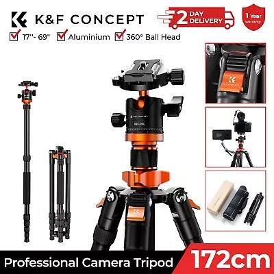 K&F Concept 68 Lightweight Aluminum Tripod Ball-Head For Canon Nikon DSLR Camera • £55.99