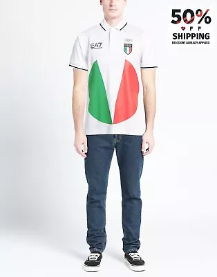 EMPORIO ARMANI EA7 ITALIA TEAM Polo Shirt Size M Coated Short Sleeve Collared • £19.99