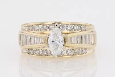 1.53ctw Diamond Solitaire With Accents Engagement Ring 14k Yellow Gold Size 6 • $1049.99